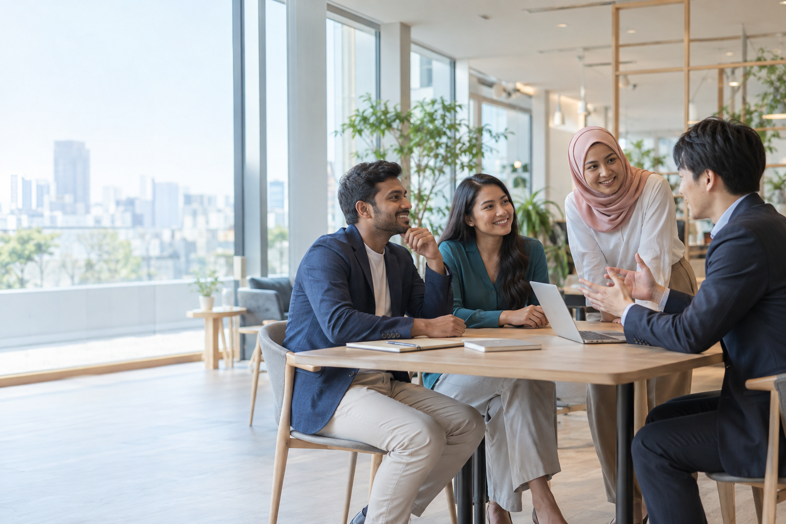 International candidates in a meeting with a Japanese employer